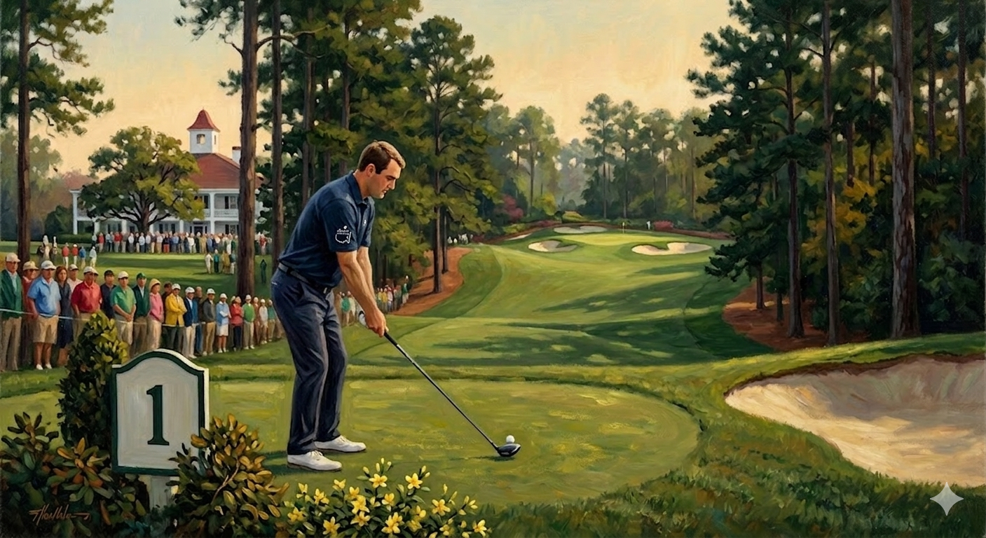 Scottie Scheffler gets ready to tee off at Augusta National